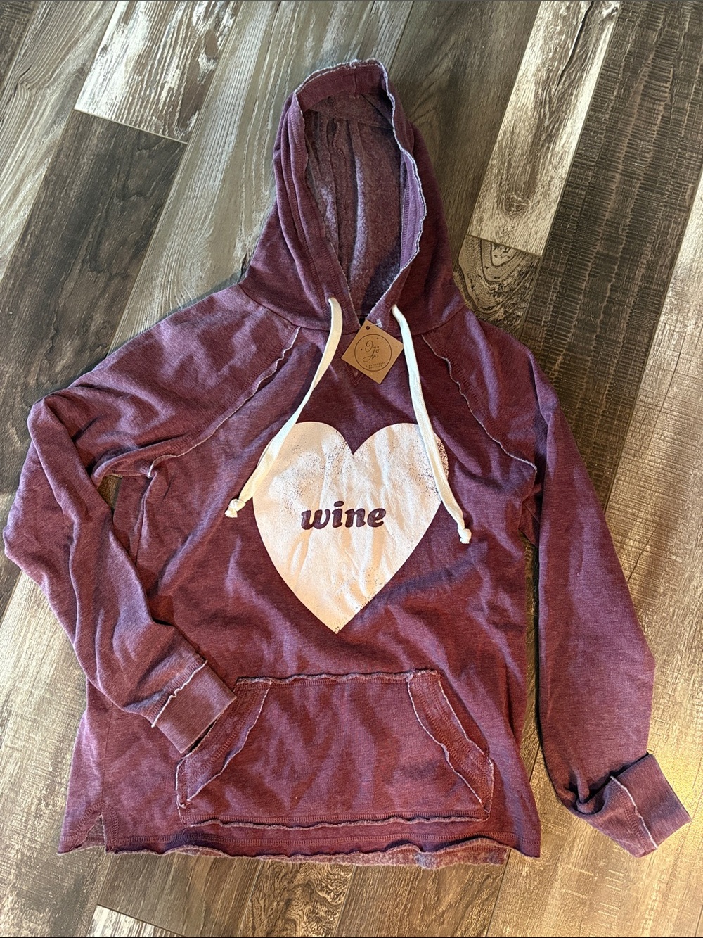 Grayson Threads Wine Maroon Hoodie with White Heart